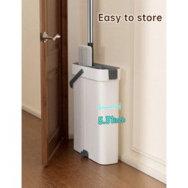 CTIME Flat Mop and Bucket System/Set for Cleaning Walls/Windows/Staircase/Ceiling, Efficient Mopping 15.75" Jumbo Mop Head for Large House, Mops for Floor Cleaning,6 Pads