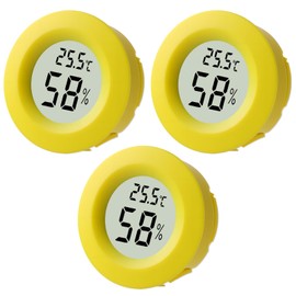 3-Pack LCD Digital Hygrometer Thermometer Hydrometer Humidity Meter Indoor Outdoor Mini Round Humidity Monitor for Humidors Greenhouse Garden Cellar Basement Home Office(Orange)
