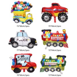 Car Shape Foil Balloons, Pack of 6 XXL Car Shape Foil Balloons, Traffic Vehicles Foil Balloons, Helium Balloons for Car Theme Party Decoration Birthday Party Decoration