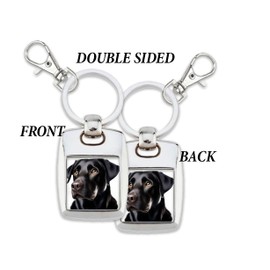 KAZMUGZ SQUARE BLACK LABRADOR DOG KEYRING. Square Silver Plated Labrador Picture Key Chain for Labrador Owners. Labrador and Labrador Dad Gift Key Holder. Labrador Dog Picture Gift