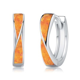 Midir&Etain Fire Opal Hoop Earrings 925 Sterling Silver Huggie Earrings Hypoallergenic Cartilage Hoops Opal Jewelry Gifts for Women
