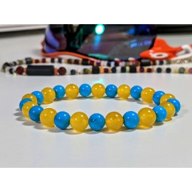 RAYON Your Passport to UKRAINE Sleeping Beauty Blue Turquoise Yellow Jade bracelet 8mm