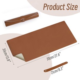 DAWNTREES Makeup Mat for Vanity,27.6"x13.8",Dual-Sided Leather Vanity Mat, Easy to Clean, Waterproof and Oilproof,Desk Pad Mat to Protect Vanity(Brown - White)