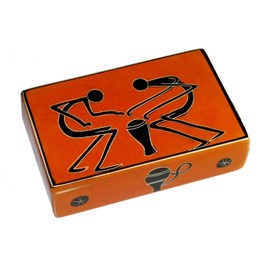 African Drummers Design Stone Jewellery Box 12cm with Storycard
