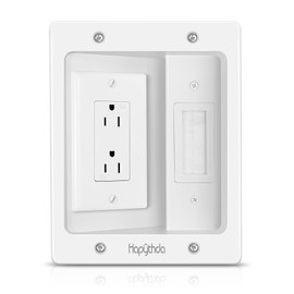 HAPYTHDA in Wall Cable Management Kit for TV, Recessed Outlet for TV Power, Brush Wall Plate Cable Pass Through Low Voltage Cables, in Wall Power Kit for Home & Office Theater Systerm, White