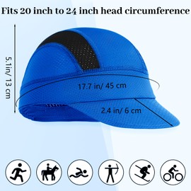 Yymobt Cycling Cap Cooling Skull Caps for Men Women Cycling Running Hat Helmet Liner with Visor for Bike Sports Royal Blue