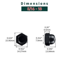 5/16-18 Black Acorn Hex Cap Nuts (20 pcs), 304 Stainless Steel 18/8, Black Oxide Coated, Acorn Dome Head Cap Nuts, Fayeploo