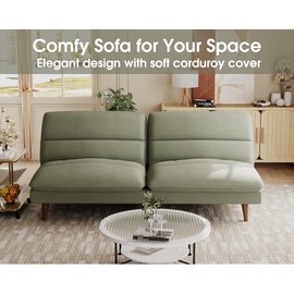 Homall Futon Couch, Modern Futon Sofa Bed with Adjustable Backrest, Convertible Sleeper Sofa Bed for Small Apartments, Loveseat, Office (Fabric, Grey)