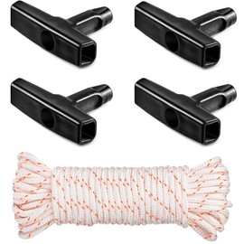 JEYORZY 5 x Pull Starter Pull Rope Lawn Mower Starter Rope, Starter Rope Lawn Mower 10 m, 4 Pieces Start Handle, Accessories for Lawnmowers, Suitable for Lawnmowers, Trimmers, Edge Cutters, Brush