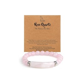 IQIC Link Pheromone Bracelet for Women Pink Quartz Crystal Pheromone Bracelet Rose Quartz Stretch Bracelets Healing Crystal Bracelet Green Natural Stone Bracelets Jewelry, N, no gemstone