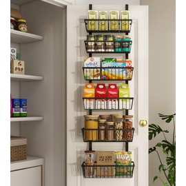 Mefirt 12 Inch Wide Narrow Over The Door Pantry Organizer, Pantry Organization and Storage, Black Metal Hanging Deep Basket Wall Spice Rack Seasoning Shelves, Home & Kitchen Essentials, Apartment