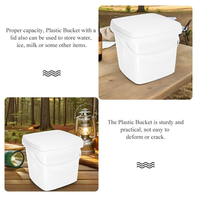 Plastic Bucket with Handle and Lid Reusable Water Bucket Container