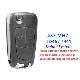 433MHZ 2 Buttons Vauxhall Astra H Corsa D Meriva Insignia Zafira Key Vauxhall Replacement Key Fob Delphi System Chip PCF7941 HU100 Blade