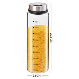 TAMUME Glass Spice, Salt and Pepper Shakers with Dimensions, Adjustable with Different Size Holes for Seasoning, Pack of 2 (450 ml x 2 Pieces)