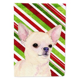 Caroline's Treasures SS4541GF Chihuahua Candy Cane Holiday Christmas Garden Flag Mailbox Flag Decorative Yard Flag Banner Outside Patio Artwork Yard Flower Beds, Garden Size, Multicolor