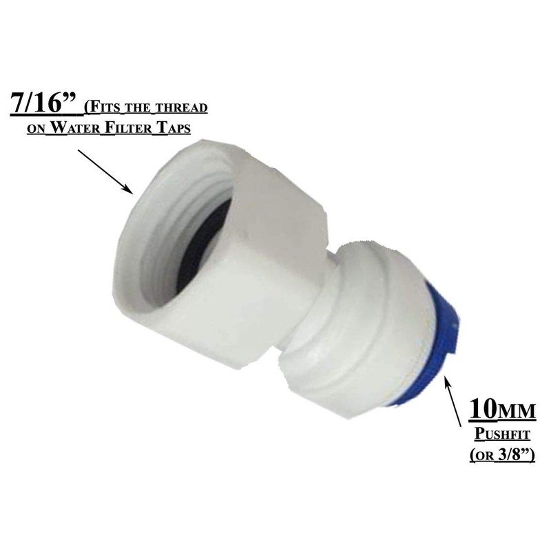 7/16" Bsp Female Fitting x 3/8" pushfit for Connecting 10mm