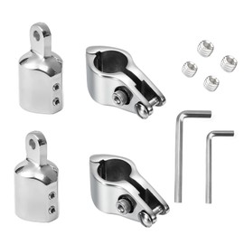 Bimini Top Hardware Kit, 4Pcs 316 Stainless Steel Eye End Caps and Hinged Jaw Slides with Lock Nut for 7/8'' or 1'' OD Boat Canopy Tubing, Includes L-Shaped Hex Key