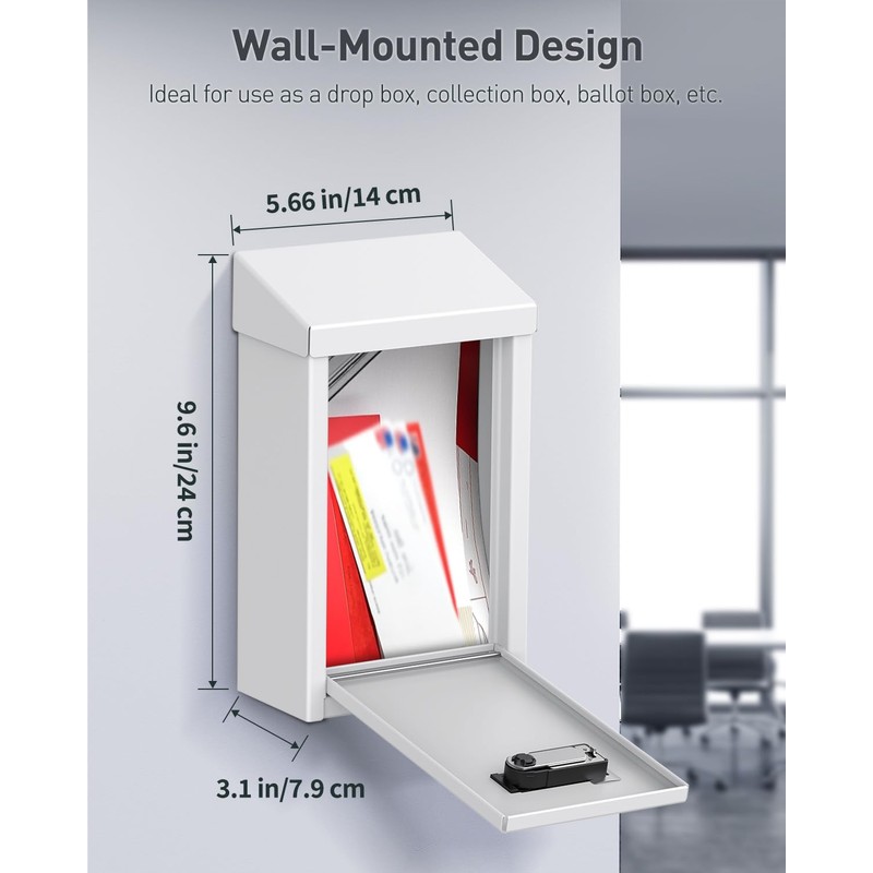 Uniclife Safe Suggestion Box, Metal Donation Box with Combination Lock,