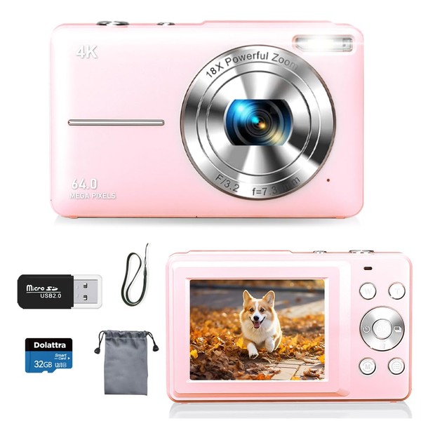 4K Digital Camera for Photography, 64MP Autofocus Vlogging Cam for