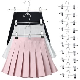 DOIOWN Skirt Hanger, Pants Hanger, Hanger, Storage, Stainless Steel, Anti-Slip, Space-Saving, Articulated Type, Clothes Storage, Closet/Closet Storage, Adjustable Width, For Adults and Children, Set of 10