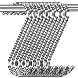 12 Pcs Meat Hooks, 5 Inch Butcher Hooks Stainless Steel (4MM Diameter), S Shaped Meat Processing Hooks for Hanging Bacon, Sausage, Hunting Smoking Ribs, Drying, Grillling BBQ For Kitchen, Market