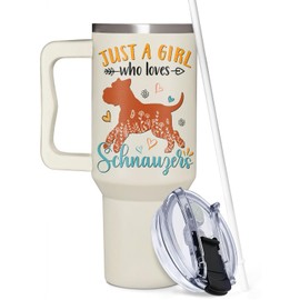 Couple Fox Schnauzer - Regalos para niñas y mujeres, regalos de Navidad y día de la madre para los amantes de Schnauzer, idea de regalo de cumpleaños para dueños de perros, vaso de 40 onzas con mango