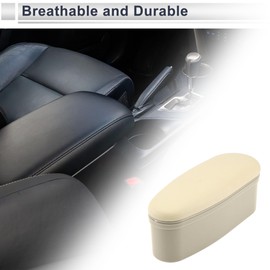Partuto Car Center Console Cover Car Armrest Cover Multifunctional 7.87"x3.15"x3.15" Beige ABS, Faux Leather