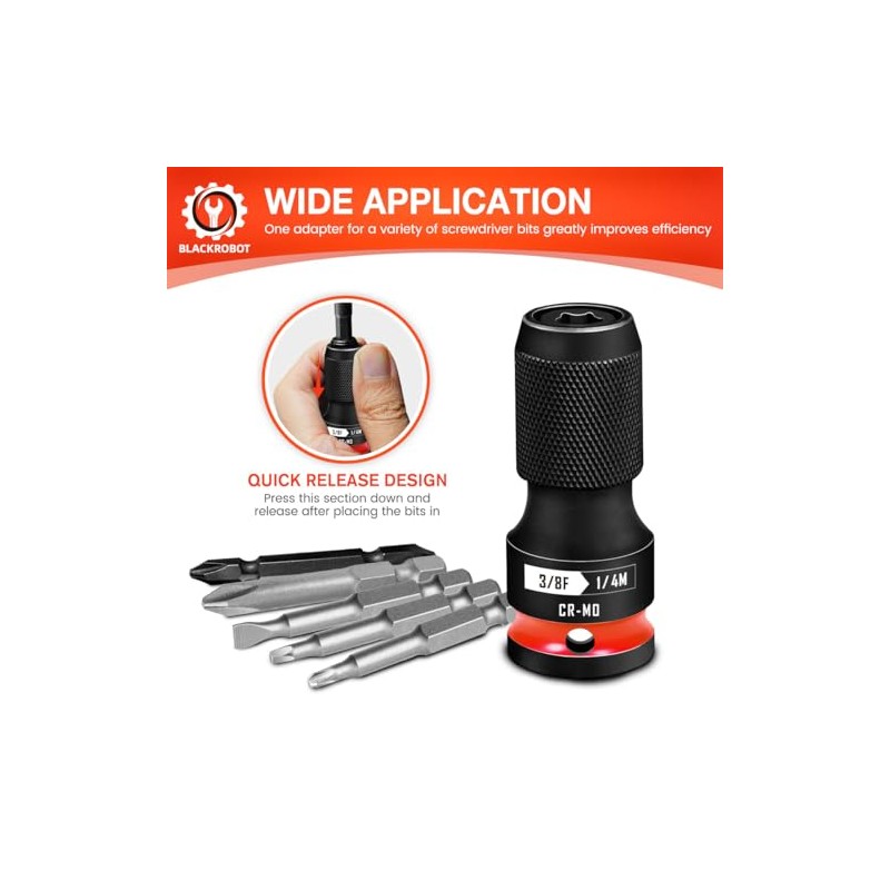 BLACKROBOT 7PCS Quick Release Impact Bit Holders 3/8 1/2 1/4-Inch