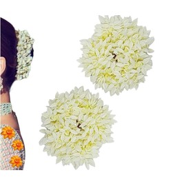Charming BharatCrafts Mogra White Gajra Hair Accessories Gajra Rubber Band for Women (Pack of 2)(White) Hair Scrunchies