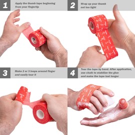 WARM BODY COLD MIND 2" Premium Lifting Thumb Tape for Weightlifting, Powerlifting & Strength Deadlift Training, for Crossfit, Hook Grip Tearable Cotton Sweat Proof (White 3 Rolls)