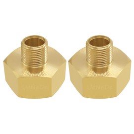 Uenede 2PCS Water Line Adapter, 3/4"GHT Male to 3/8" Compression Male Reducer Connector, Brass Fitting for Kitchen Bathroom Faucet Supply Line Hose Stop Valve to Garden Hose