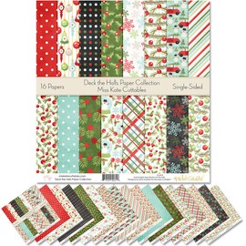 Pattern Paper Pack - Deck the Halls - Christmas - Scrapbook Specialty Paper Single-Sided 12"x12" Collection Includes 16 Sheets - by Miss Kate Cuttables