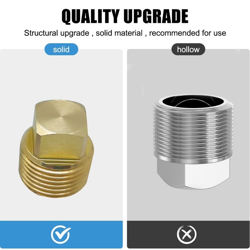 MiOYOOW 2-Piece Solid Drain Plug Set, Brass Drain Marine Boat
