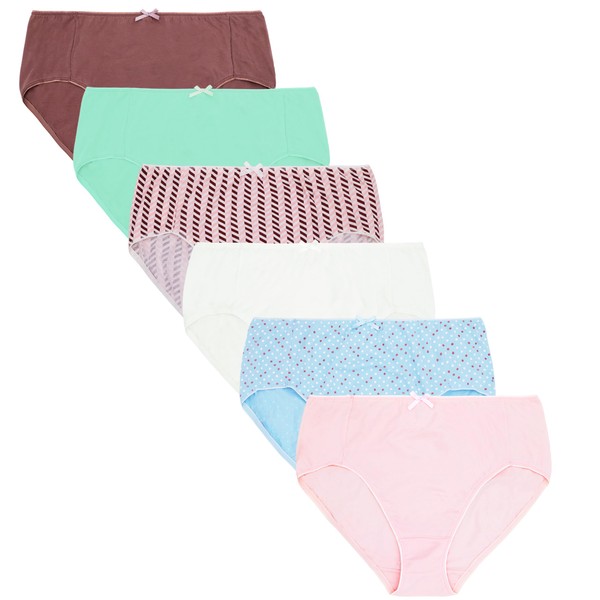 Curve Muse Women's Plus Size 100% Cotton Mid Waist Briefs