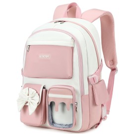 Laptop Backpack 16 Inch Kids Elementary Middle High School Bag College Backpacks Women Work Business Back Pack Travel Rucksack Large Bowknot Bookbag for Teens Girls Womens Students (Pink)