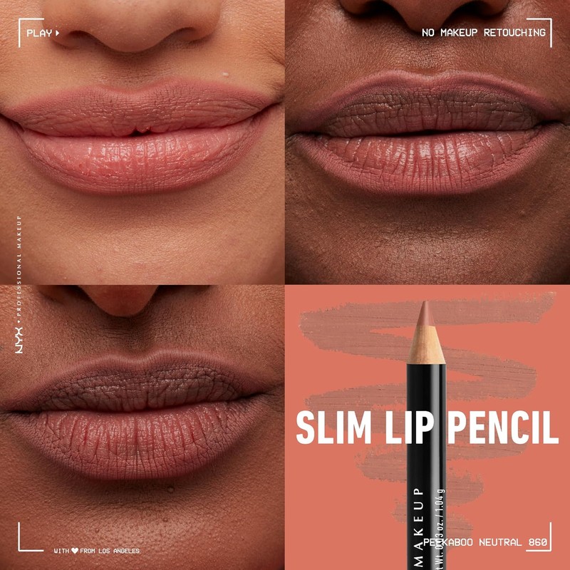 NYX PROFESSIONAL MAKEUP - Lápiz labial fino, Peekaboo Neutral, 0.03