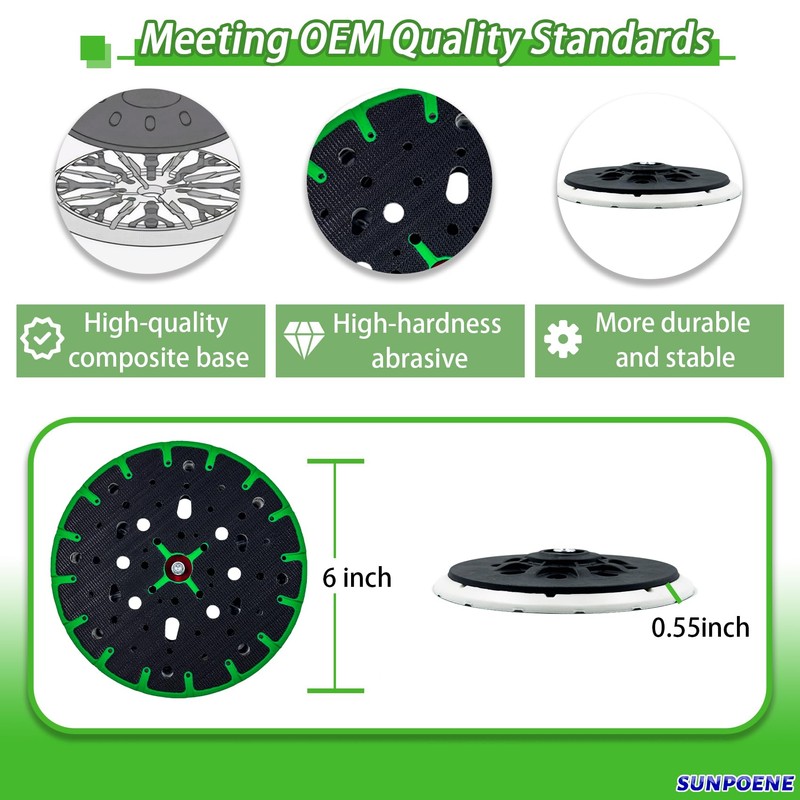 Upgraded for Festool 202460 ETS 150 Hard Sanding Pad, 6