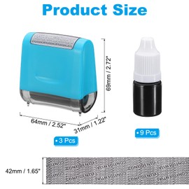 PATIKIL Identity Theft Protection Roller Stamp, 3Pcs 1.7" Confidential Roller Stamp Privacy ID Police Stamp Roller for Security ID Address with 9Pcs Refills, Blue