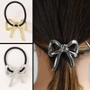LunarCharm 2 pieces hair ties with metal bow, small elastic