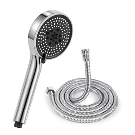 Netinpeater Universal Shower Head, Shower Head with Hose, 2 m, Economy Shower Head, Rain Shower, Energy-Saving, Pressure Increasing, Shower Head Set with 5 Jet Types, (With Hose 2 m)