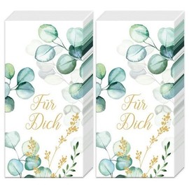 20 individual handkerchiefs flowers eucalyptus for you. 2 packs of 10 individual paper handkerchiefs printed as a gift.