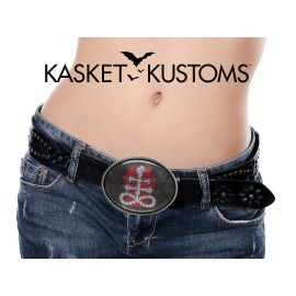 Kasket Kustoms Leviathan Cross Belt Buckle - Satanic Lucifer Symbol Handmade Buckle - 820