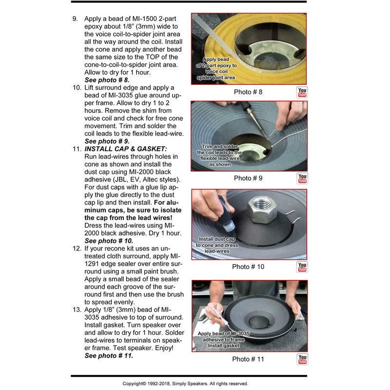 SS Audio Recone Kit for 15 Inch Cerwin Vega 153EH,