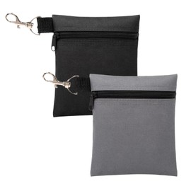 2 Pcs Golf Tee Bag Pouch, Golf Accessories Bag, Golf Ball Bag, Golf Tee Bag, With Metal Lobster Claw Clip For Valuables And Golf Accessories, Clips To Your Golf Bag For Extra Storage(Black And Grey)