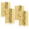 XFORT 4 Inch (100mm) Polished Brass Ball Bearing Hinges, Steel
