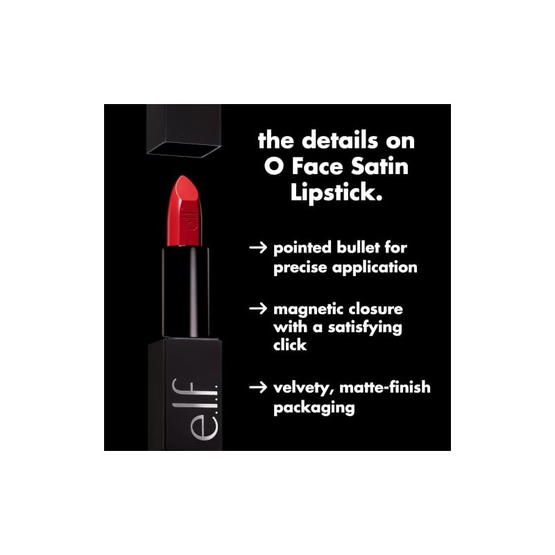 e.l.f. Cosmetics O Face Labial Satinado Own It Rojo Vino