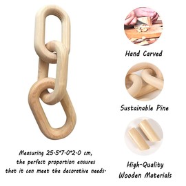 LONGHAO Wooden Chain Links Decor Wooden Chain Link Wooden Knot Decoration Chain Link Decor Decorative Chain Knot Hand Carved 25 cm Decor for Coffee Tables, Trays, Living Room, Modern Wooden Chain (#1)