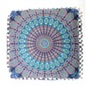 CRAFT KALA Blue Peacock Large Hippie Mandala Meditation Floor Ottoman