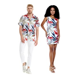 Matchable Couple Hawaiian Luau Tank Dress, Garden at Dawn, Women, Large