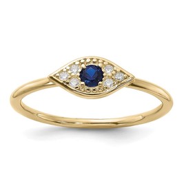 Auriga Fine Jewelry Sterling Silver Gold-tone Synthetic Blue Spinel Cubic Zirconia Evil Eye Ring Gift for Women, AFJ-QG-QR7491GP-7
